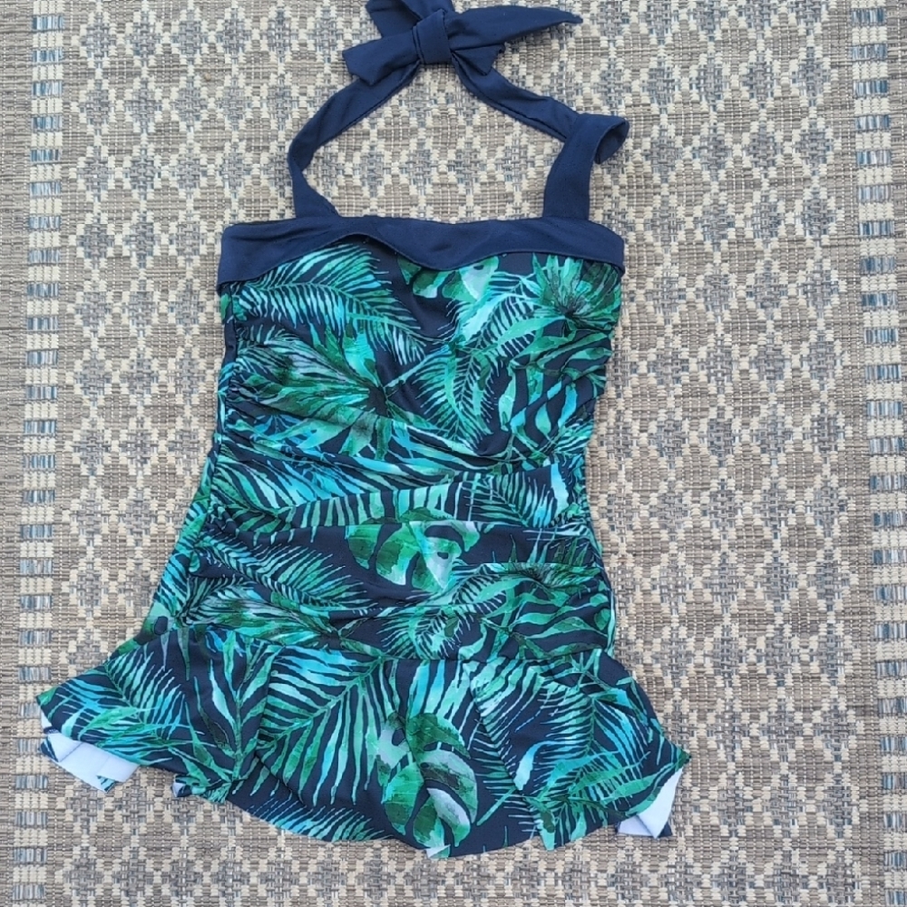 VENUS Green and Blue One Piece Swimsuit with Halter Neck